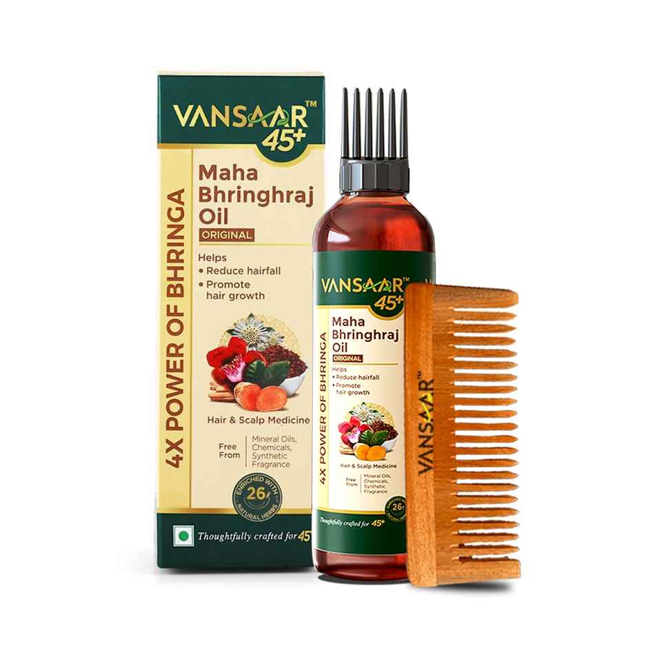 Vansaar 45+ Maha Bhringraj Hair Oil With Neem Comb