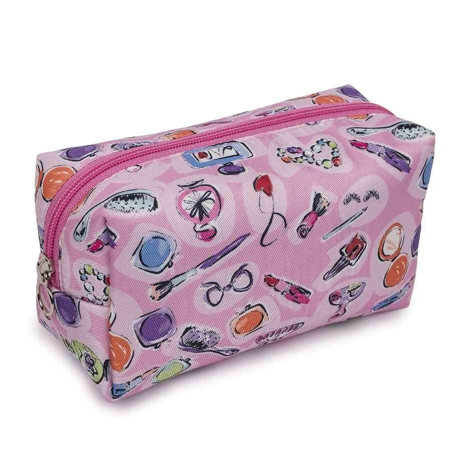 Qips Printed Zipper Cosmetic Bag Travel Accessory - Pink