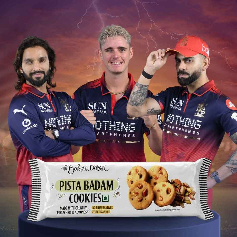 The Baker's Dozen Pista Badam Cookies | Real Almonds & Pistachios | Handmade | Protein & Fibre Rich