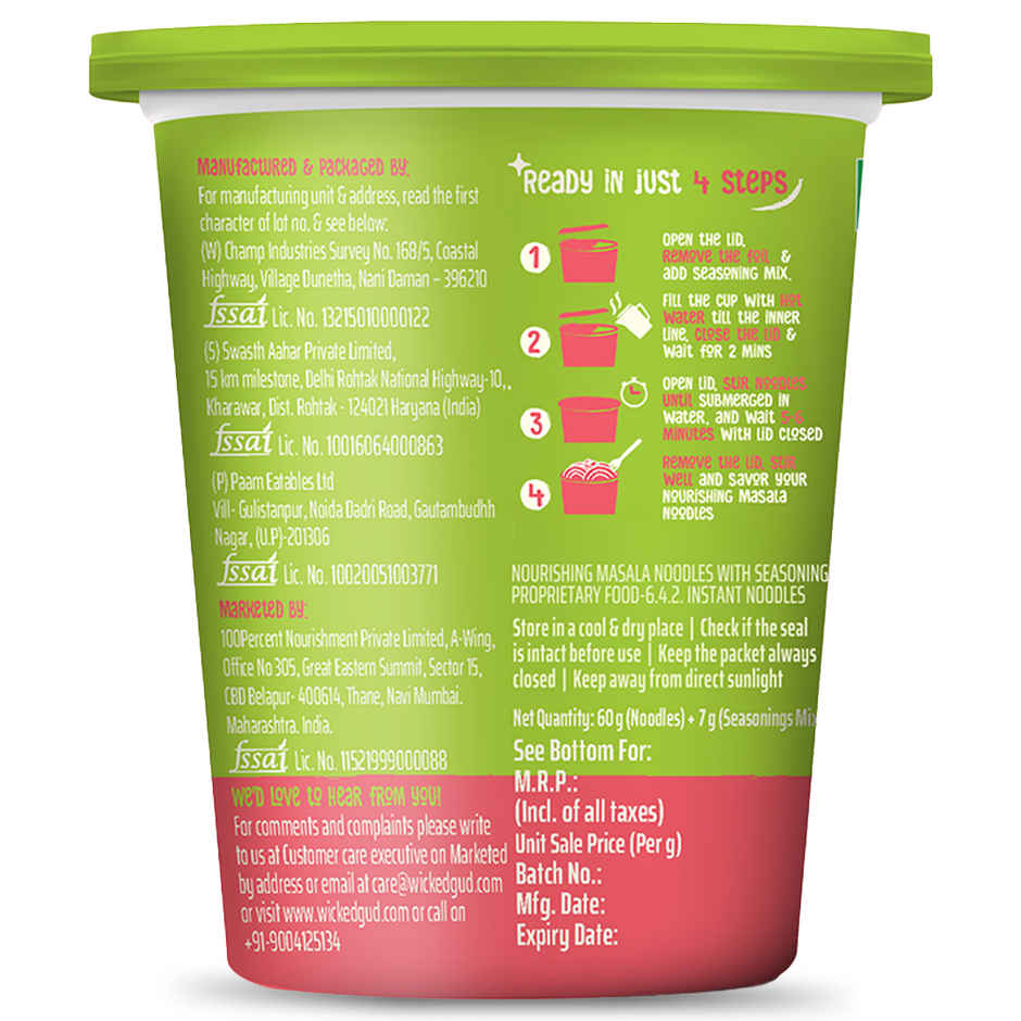 Wickedgud Nourishing Masala cup noodles