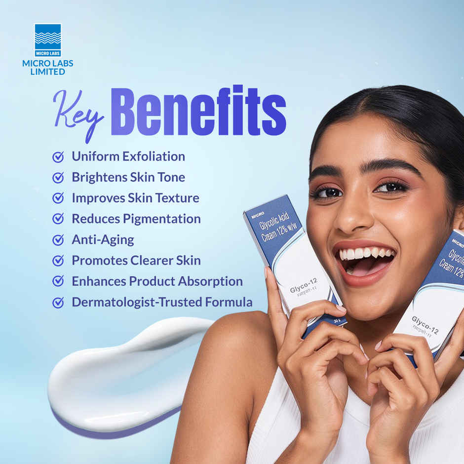 Glyco 12 Glycolic Acid 12% Cream for Pigmentation, Dark Spots, Acne Marks & Uneven Skin Tone