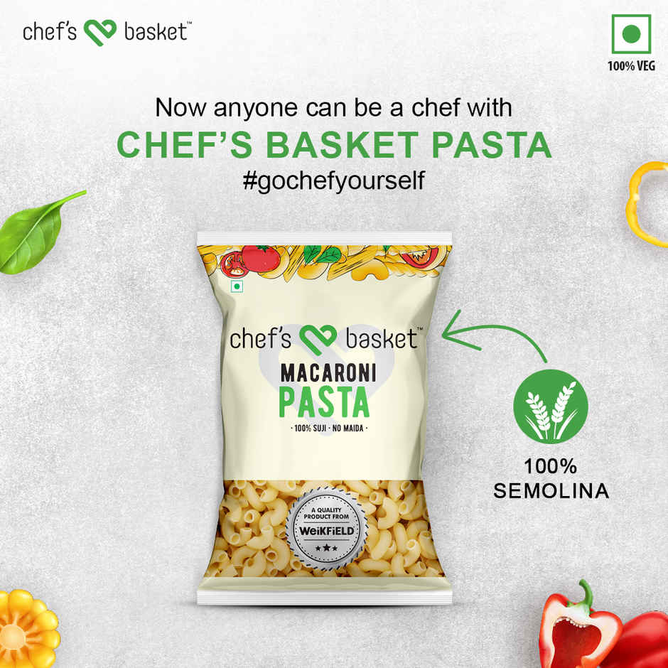 Chef's Basket Macaroni Pasta| Durum Wheat Semolina|Rich in Protein & Fiber