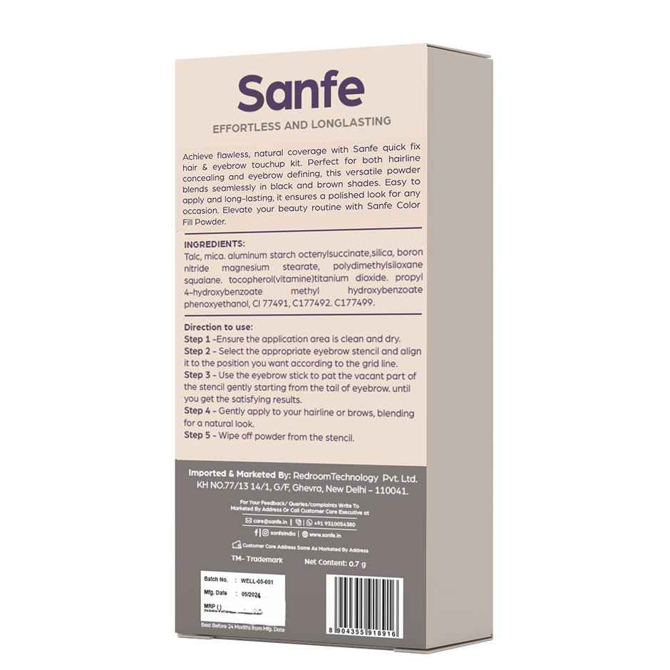 Sanfe Quick Fix Hair & Eyebrow Touch Up Kit - Black | Root Cover Up Powder Stick for Grey Hair