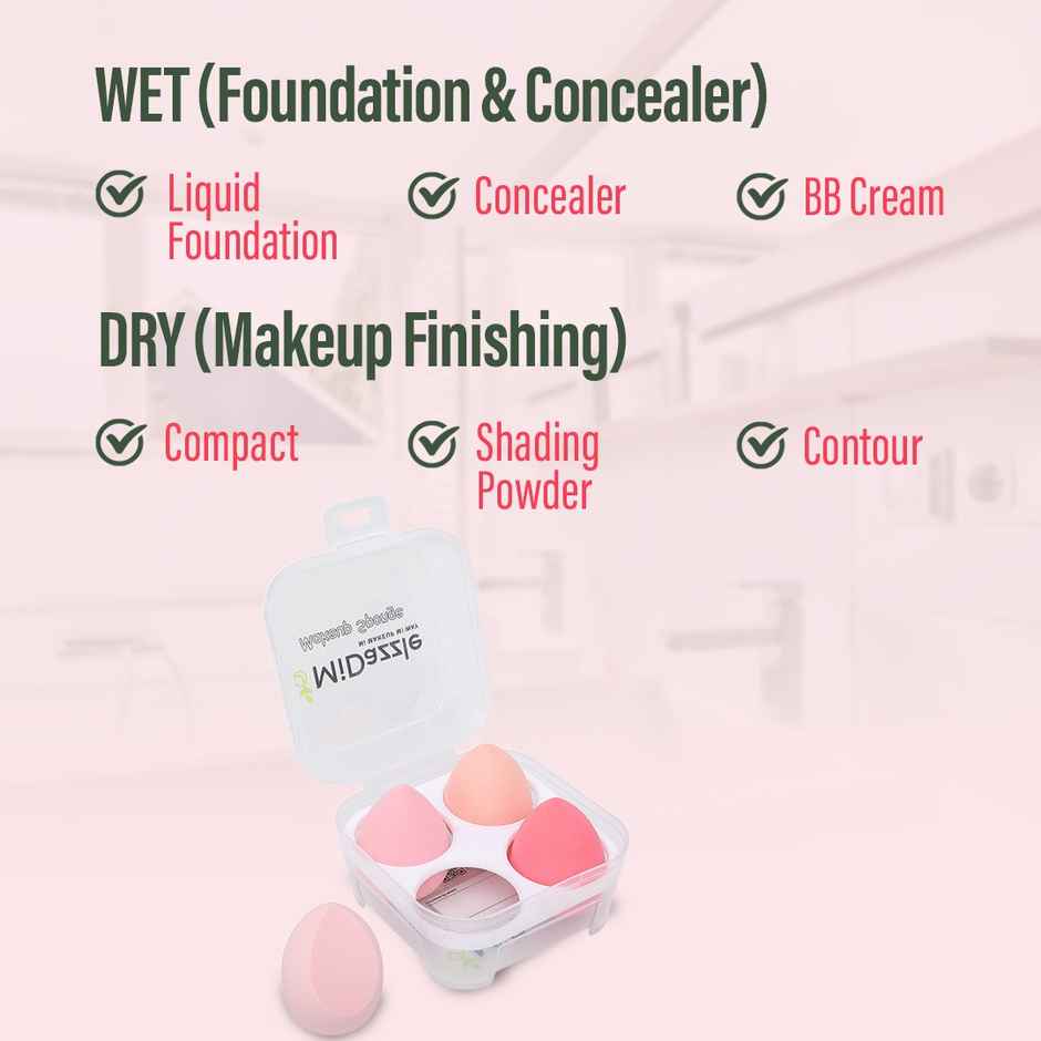 Midazzle Ultra soft Beauty Blender Makeup Sponge Puff, Set of 4 | Assorted | MIBB3003
