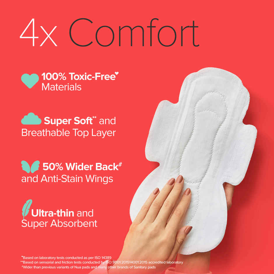 Nua Complete Comfort Sanitary Pads For Heavy Flow| 30 Xl+ (30pc) & Nua Panty Liners For Daily Use Regular - 160Mm (1pc) Combo