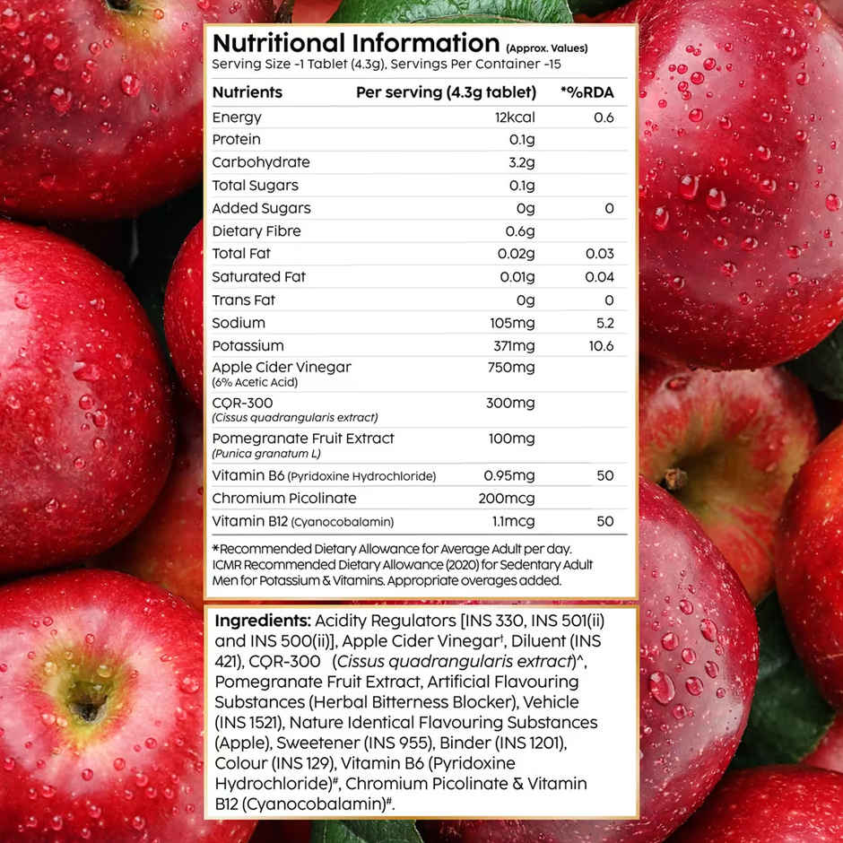 Plix The Plant Fix Apple Cider Vinegar Effervescent Tablets | Apple Burst