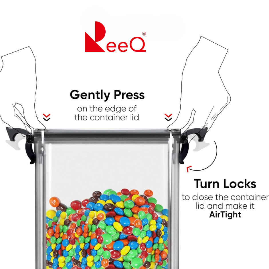 ReeQ Airtight Lock Food Storage Container Set with Black Lid - 700 ml