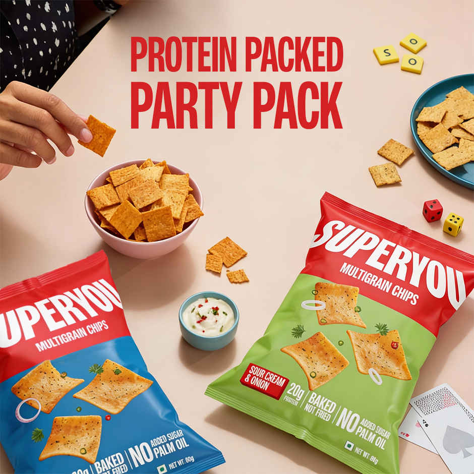 SuperYou 20g Protein Multigrain Chips - Sour Cream & Onion (No Palm oil, Baked Not Fried)