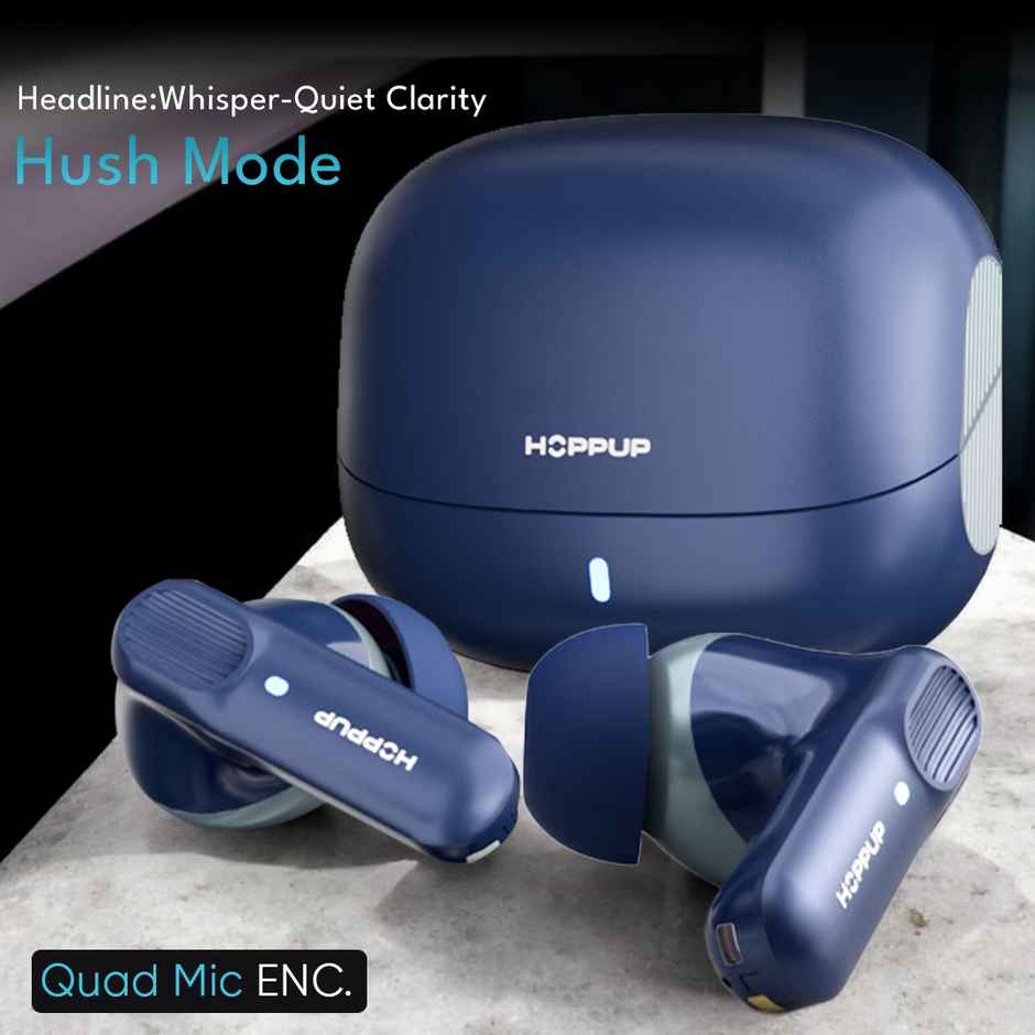 Hoppup Airdoze Rebellion Earbuds With 4 Mic Enc,13Mm Drivers, 50H Playtime(Blue,Grey,True Wireless)