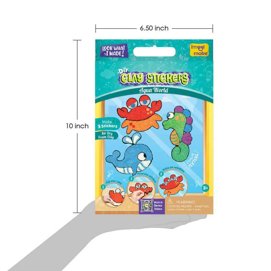 Imagimake Clay Stickers Craft Kit | Aqua | 3D Creative Craft Toy | Gift for Kids