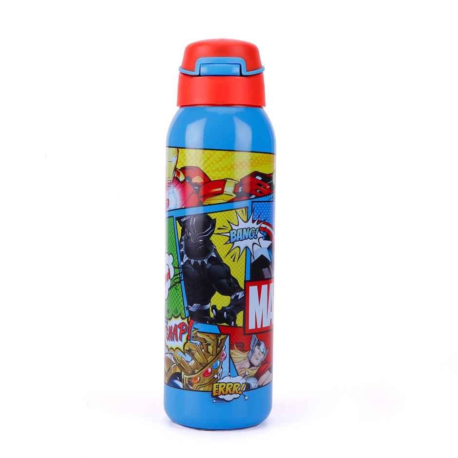 Marvel Avengers Stainless Steel Sipper Bottle | Double Wall | With Straw | 600 ml