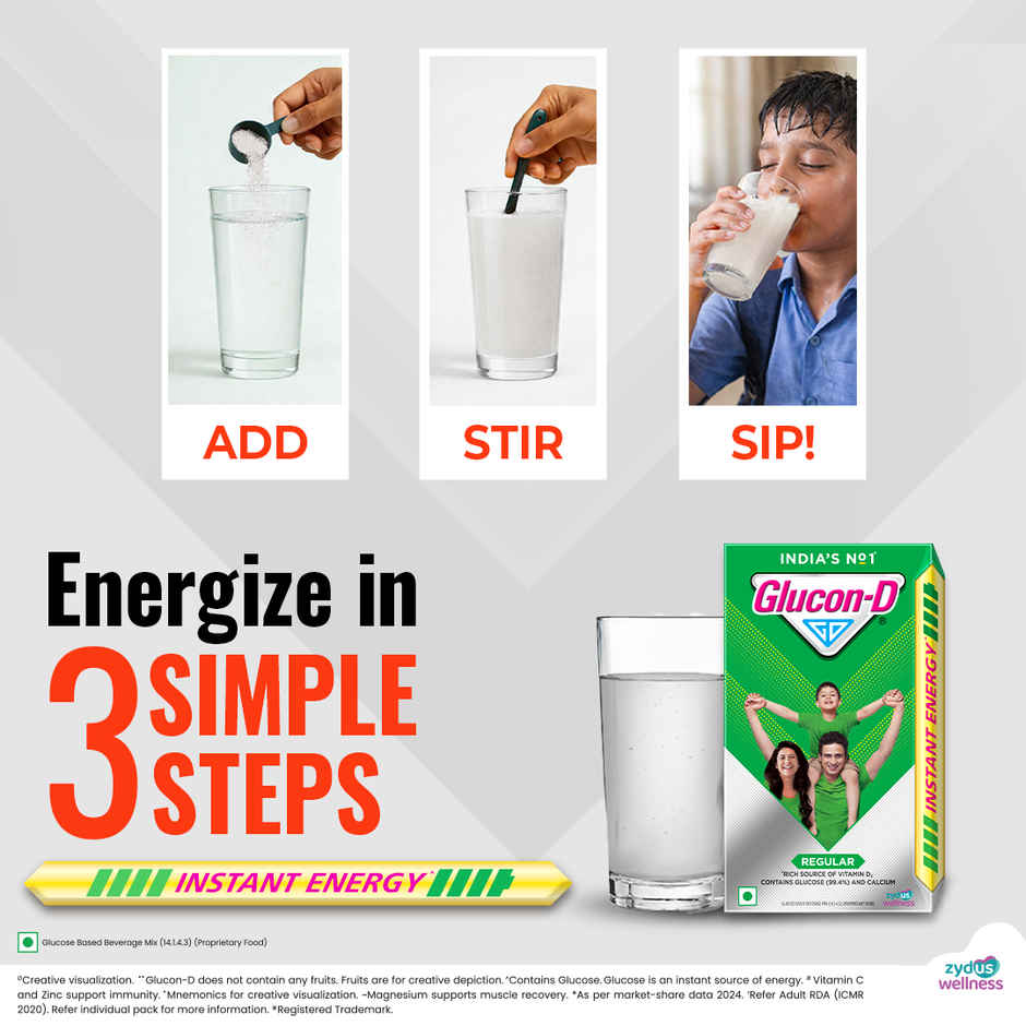 Glucon-D Regular Glucose Powder | Tangy Orange Free Refill | For Tasty Glucose Drink