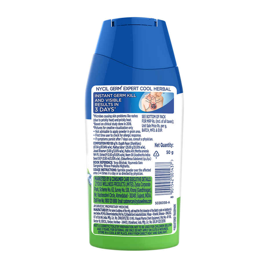 Nycil Germ Expert Prickly Heat Powder | Cool Herbal