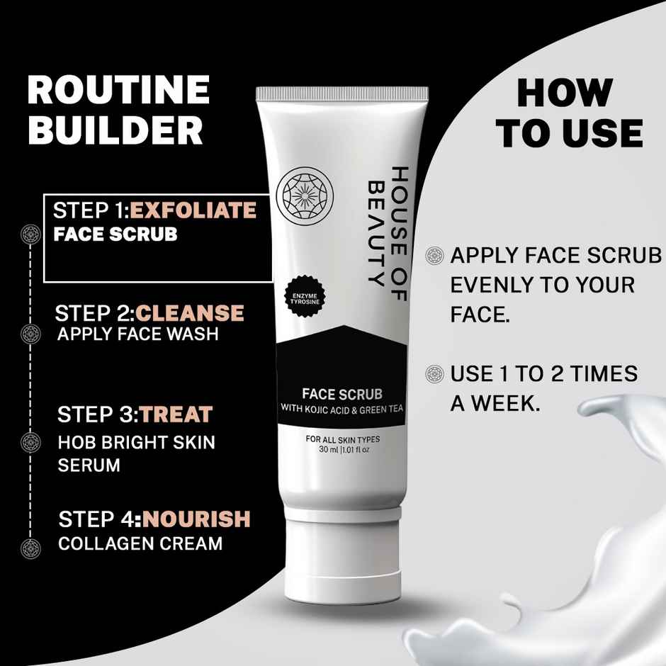 House Of Beauty Face Scrub W/T Kojic Acid To Exfoliate, Brighten & Remove Dark Spots