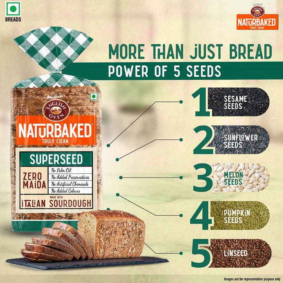 Naturbaked Zero Maida Superseed Bread| Multigrain Bread | No Added Preservatives | Clean Label