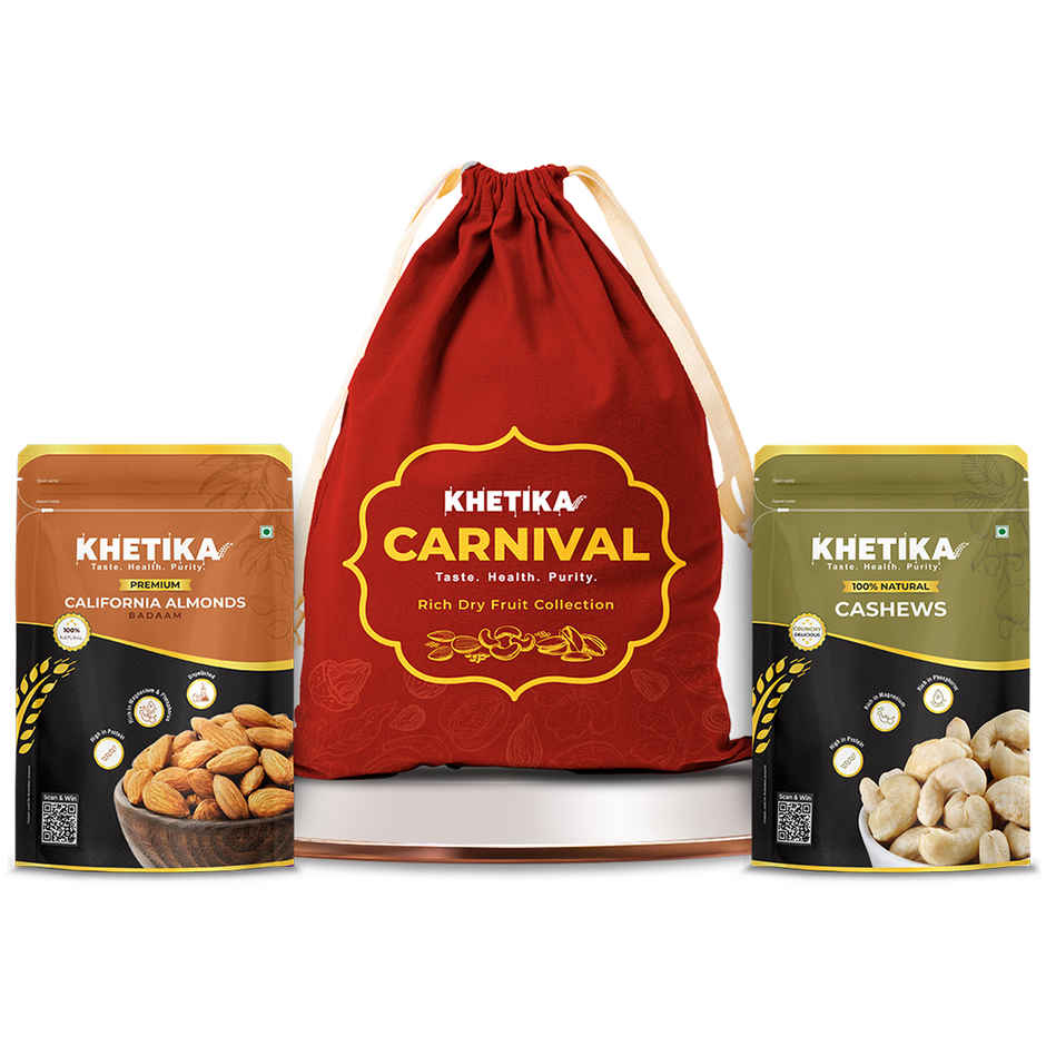 Khetika Premium Nuts Dry Fruits Diwali Gift Pack Potli - Almond, Cashew