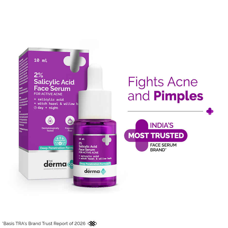The Derma Co 2% Salicylic Acid Serum With Witch Hazel & Willow Bark For Active Acne Day+Night