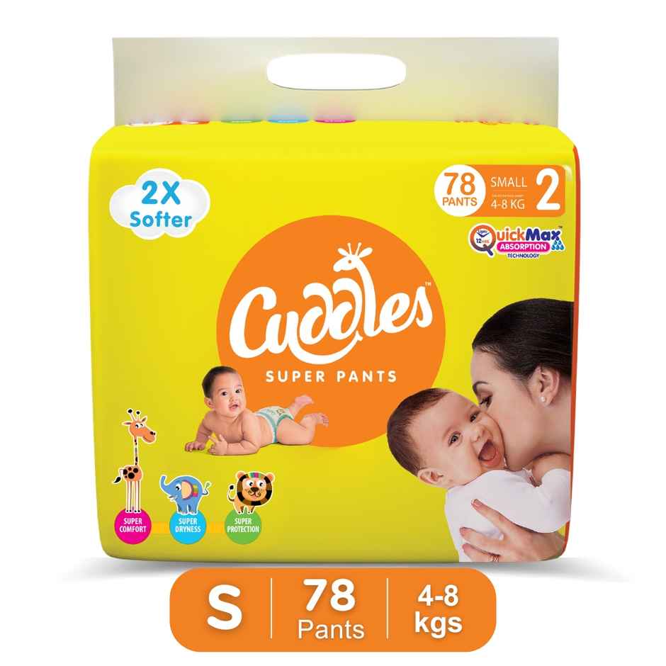 Cuddles Baby Pant Diaper  S | 78 Pieces | 4-8kg |Upto 12 hours Protection, 2X Softer