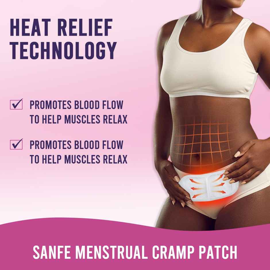 Sanfe Menstrual Cramp Patch | Upto 8 hr pain relief | 100% natural actives | No side effects