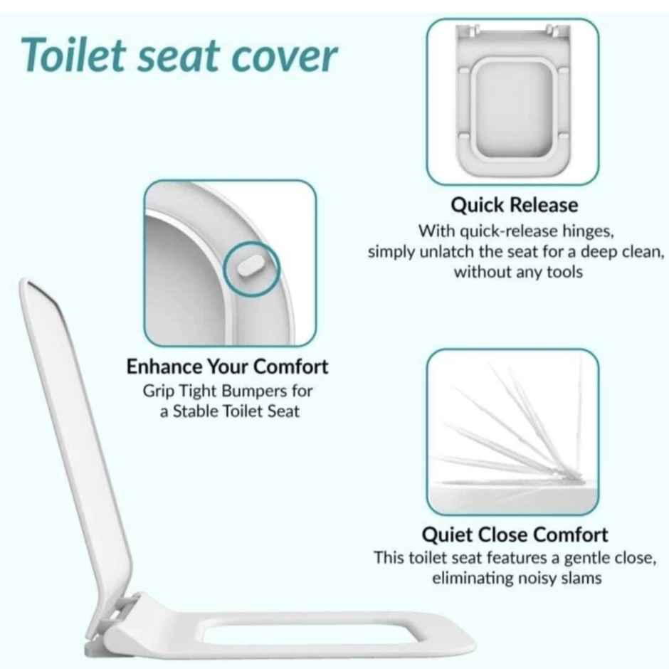 Clayplus 743 - Polypropylene Soft Close Slim Hydraulic Toilet Seat Cover