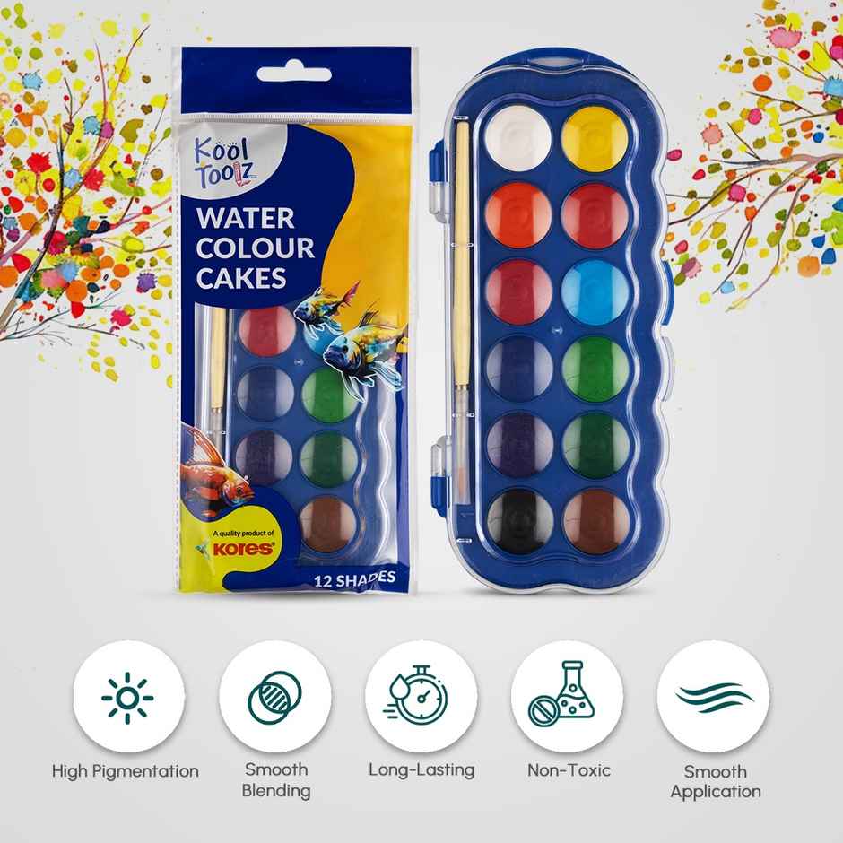 Kores Water Colour Cakes | 23 mm | 12 Shades