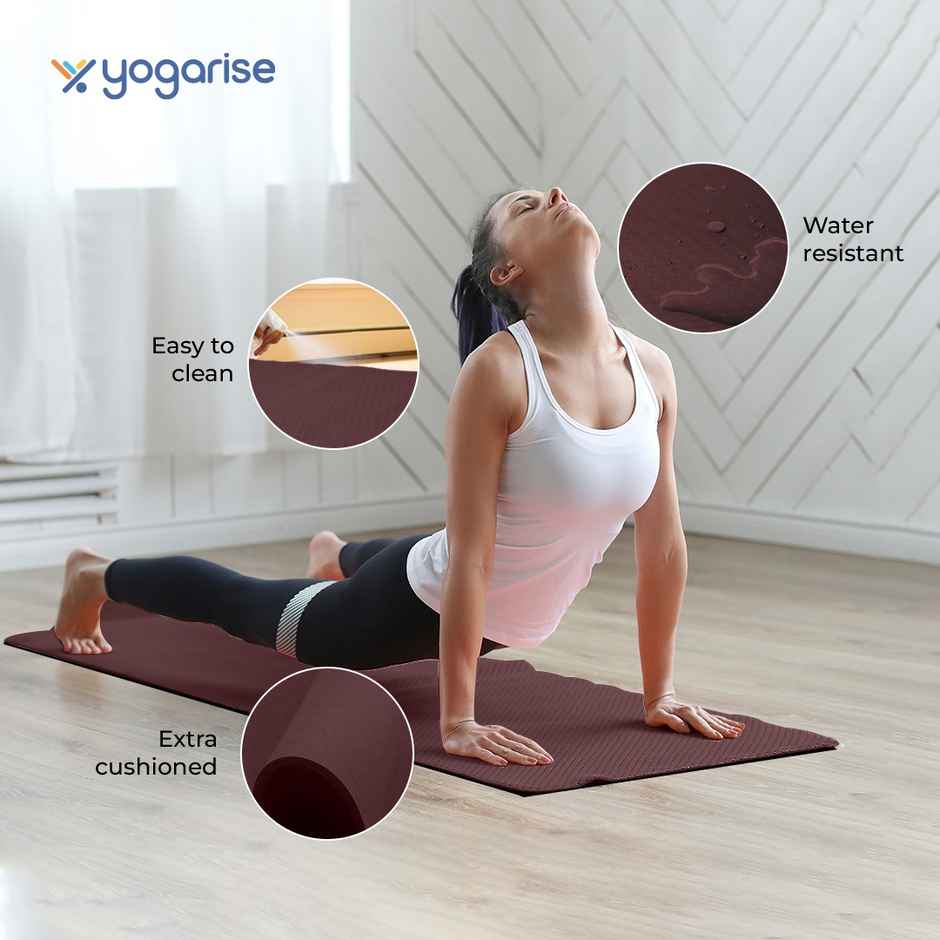 Yogarise 6mm Yoga Mat with Bag & Strap, Wine