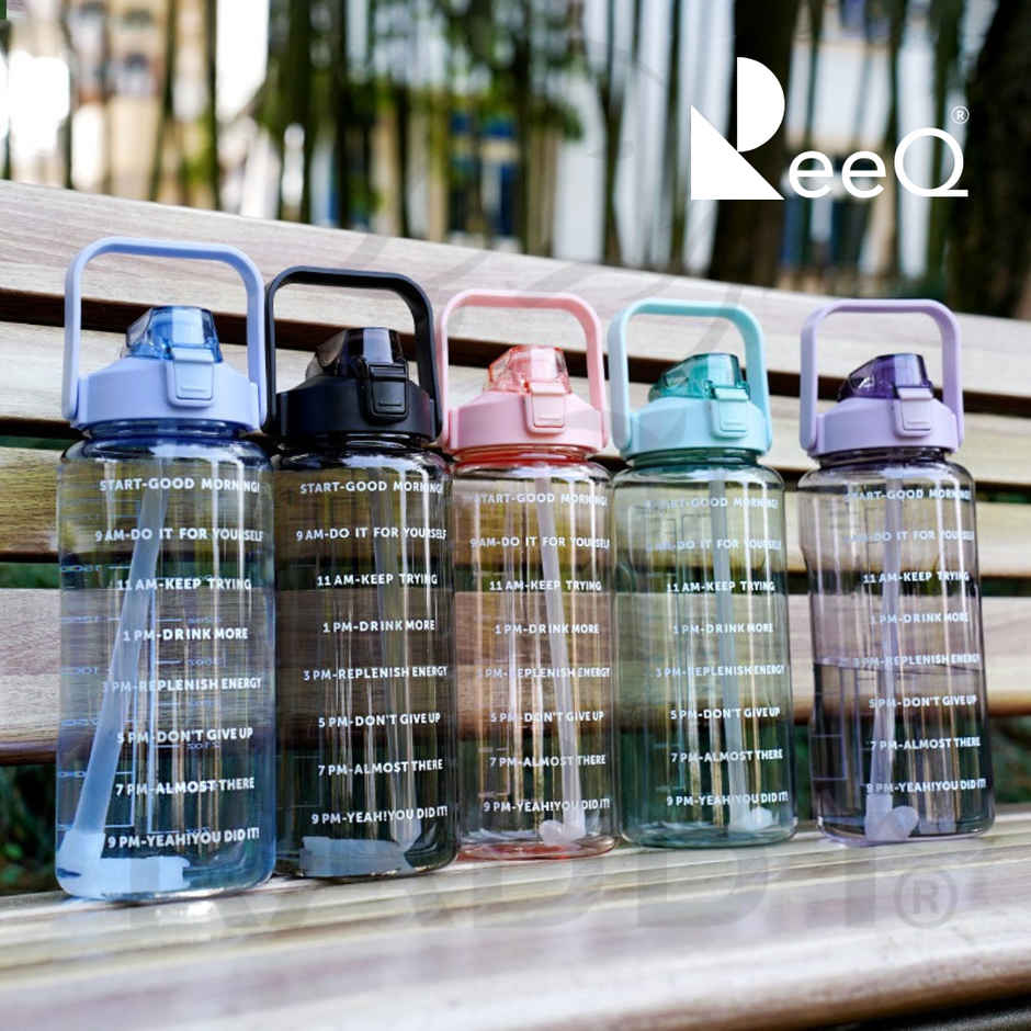 ReeQ Premium Motivational Time Mark Water Bottle | Light Green