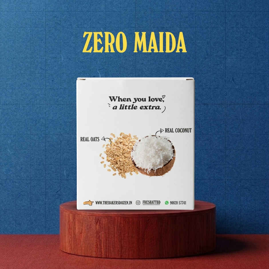 The Baker's Dozen Zero Maida Coconut Oats Cookies | Premium Oats Biscuit cookies | Coconut Biscuit