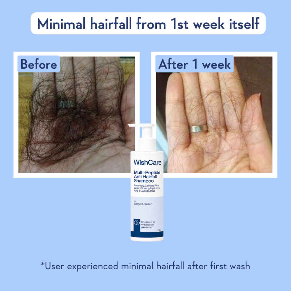 WishCare Multi Peptide Anti HairFall Shampoo | Reduces Hairfall | Rosemary, Rice Water & Caffeine