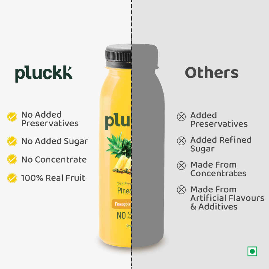Pluckk Cold Pressed Extracted Pineapple Juice | No Preservatives | No Added Sugar