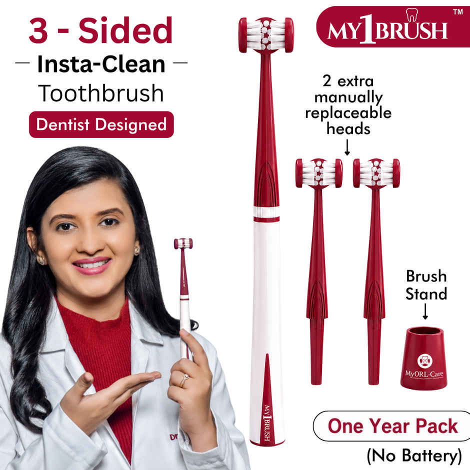 My Orl-Care My1Brush 3-Sided Soft Bristle Toothbrush for Adults