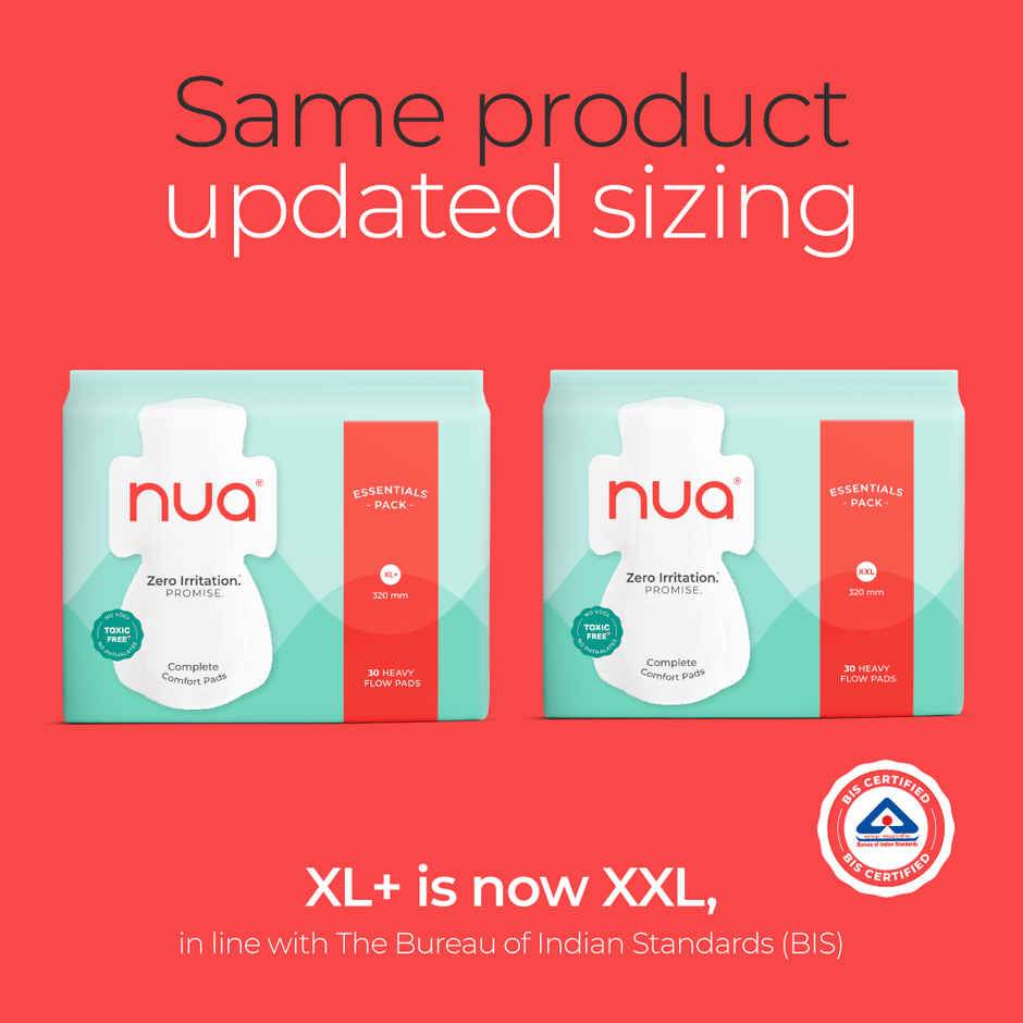 Nua Complete Comfort Sanitary Pads for Heavy Flow| 30 XXL