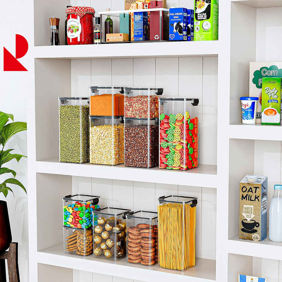 ReeQ Airtight Lock Food Storage Container Set with Black Lid - 700 ml