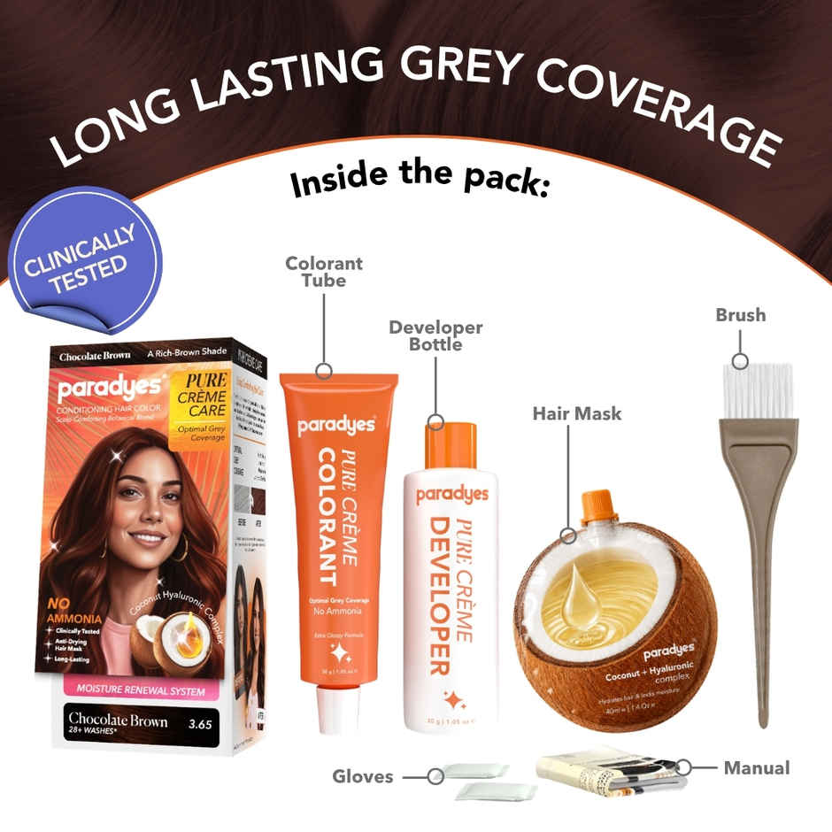 Paradyes Pure Creme Care No Ammonia Hair Color | Chocolate Brown 3.65