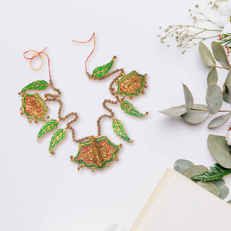 Pankhi Ganesh Farsa Bandarwan Shubh Laabh Toran | Gold & Green | Devnidhii