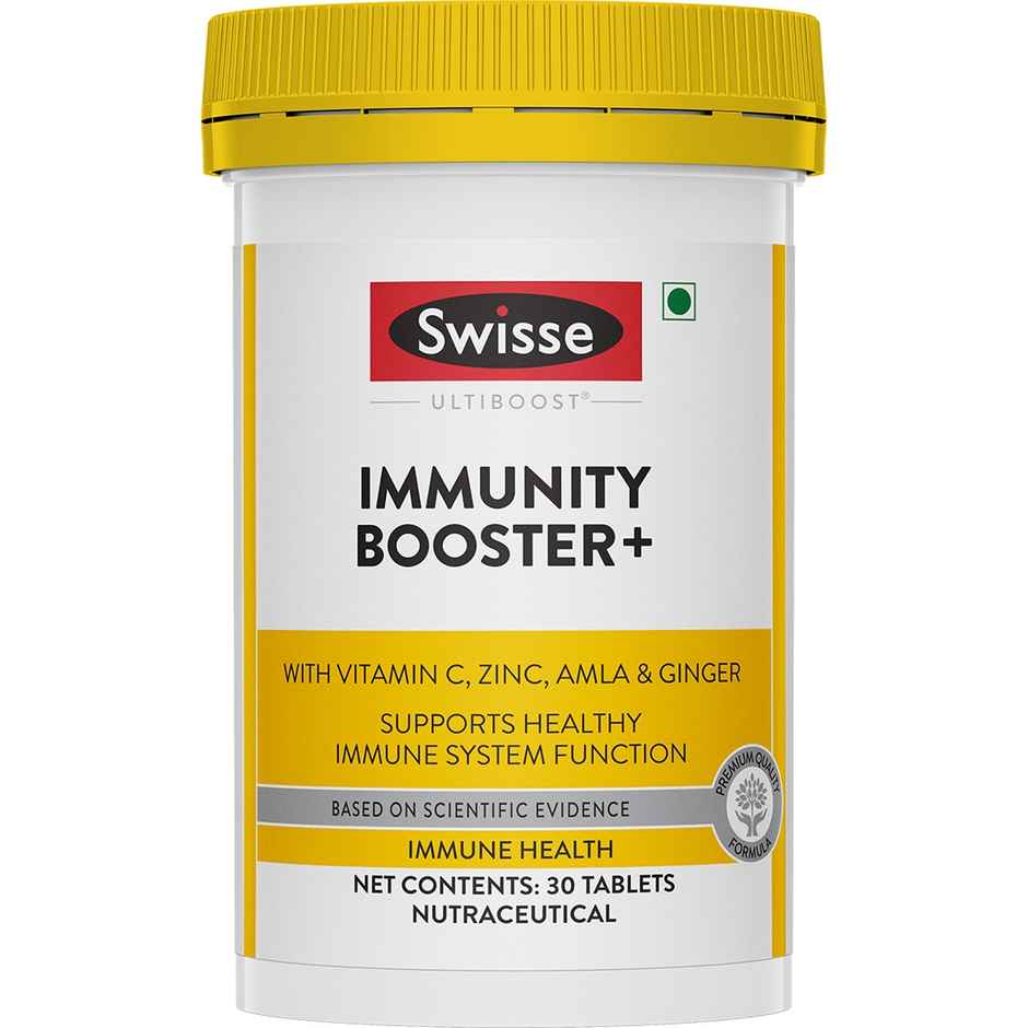 Swisse Immunity Booster+ With Vitamin C And Zinc - Contains Amla And Ginger - 30 Tablets