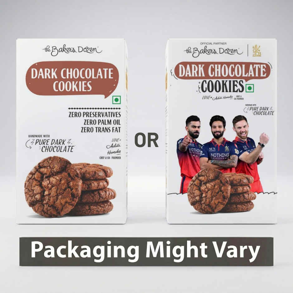 The Baker's Dozen Dark Chocolate Cookies - 200 Gm | 31% Pure Dark Chocolate | Choco Chip Cookies Combo