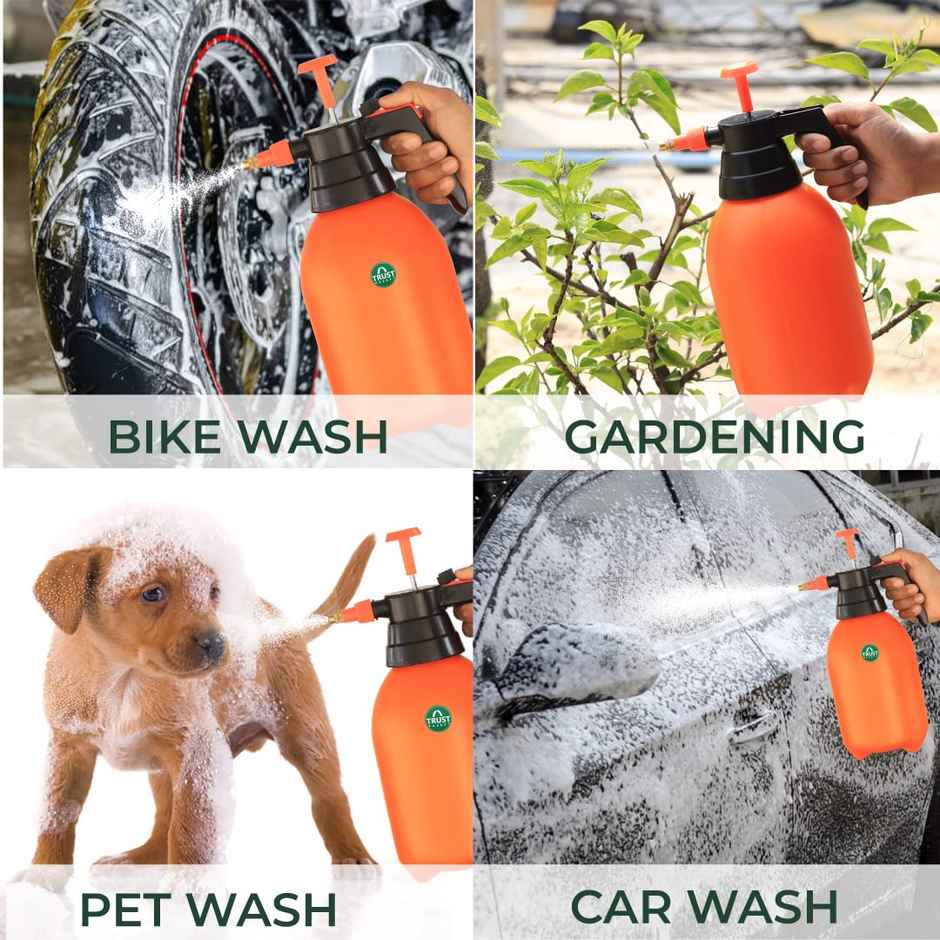 TrustBasket 2 L Premium Pressure Sprayer | Spray Bottle for Plants & Garden Use - Orange