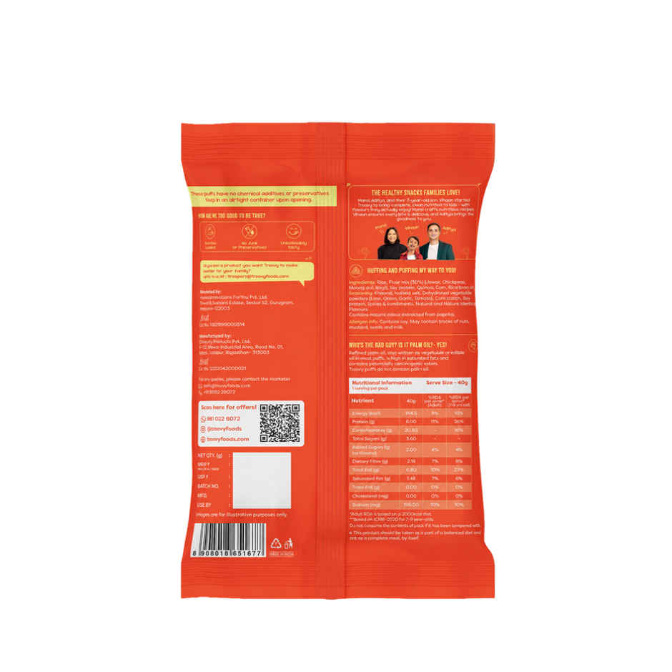 Troovy High Protein Tangy Tomato Puffs | No Palm Oil, No Chemicals
