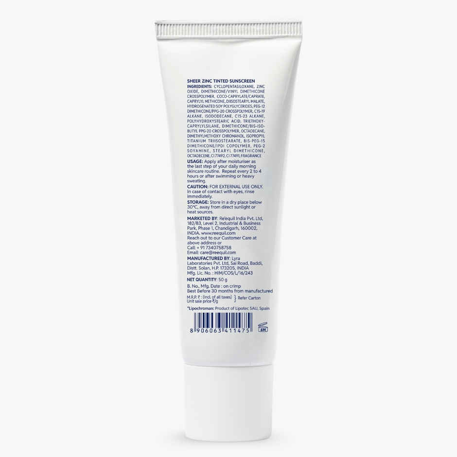 Reequil Sheer Zinc Tinted Mineral Sunscreen SPF 50 PA