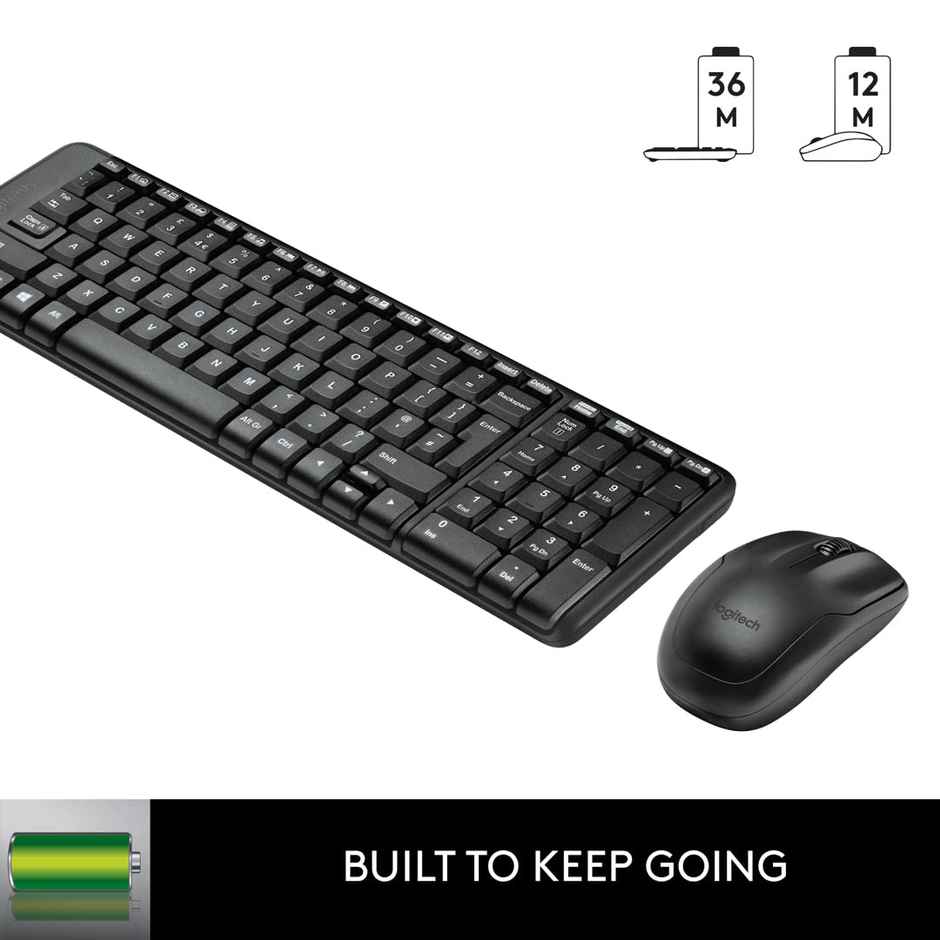 Logitech MK215 Wireless Keyboard and Mouse Combo, 2.4 GHz Wireless, 3 Years Warranty, Compact Design, 2-Year Battery Life(Keyboard),5 Month Battery Life(Mouse) PC/Laptop - Black
