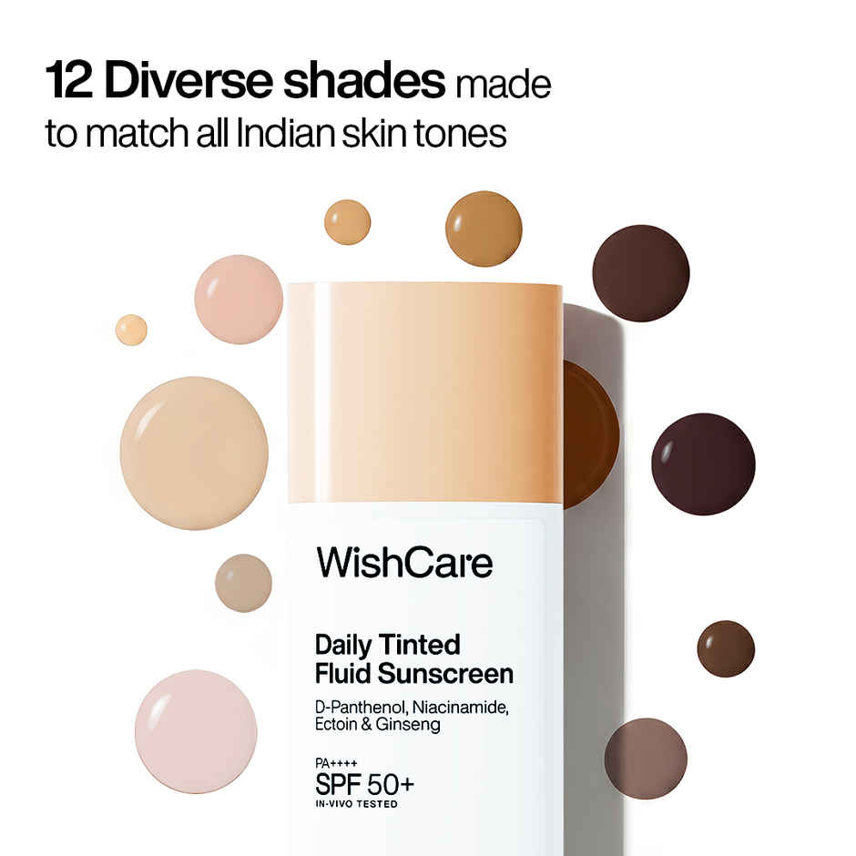 WishCare Daily Tinted Fluid Sunscreen SPF50PA++++ | M201 | All Skin Type | InVivo Tested