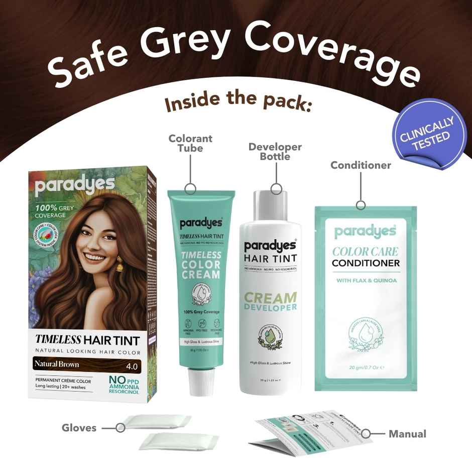 Paradyes Mini Natural Brown Timeless Hair Tint for Complete Grey Coverage