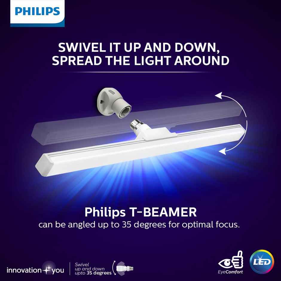 Philips Compact 2Ft 20Watt Led TBeamer | Stellar Bright Led Bulb For Home | Cool Day Light | B22 Base Holder