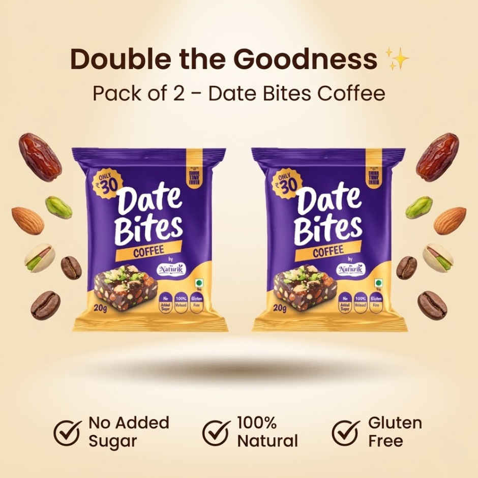 The Naturik Co Coffee Date Almond Bites | No Added Sugar | Healthy Snack for Energy