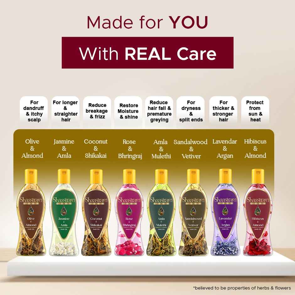 Shaastram Hibiscus & Almond Ayurvedic hair oil to reduce breakage