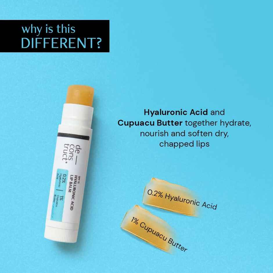 Deconstruct Hyaluronic Acid Lip Balm - 0.2% Hyaluronic Acid + 1% Cupuacu Butter Spf 15