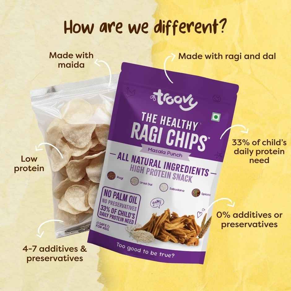 Troovy Healthy High Protein Ragi Chips (No Palm Oil, No Chemicals) Combo 
