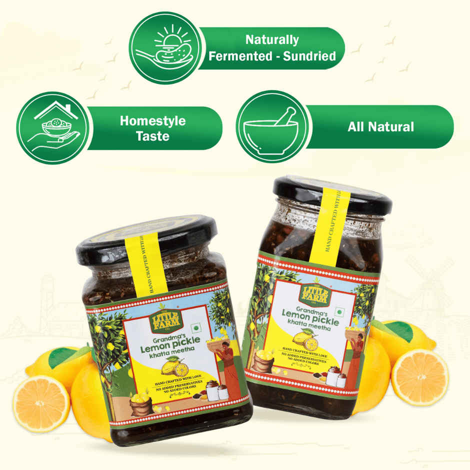 The Little Farm Co. Lemon Khatta Meetha Pickle | Achaar | oil free