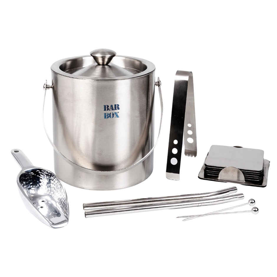 Barbox Double Walled Stainless Steel Insulated Ice Bucket Set | 1.5L